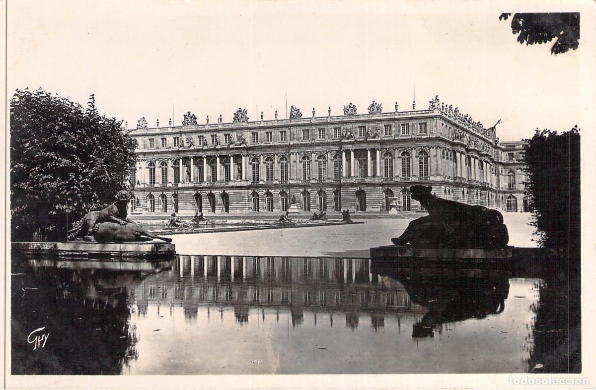 Postales: Postal de Versalles: Vista del Palacio desde el Parque