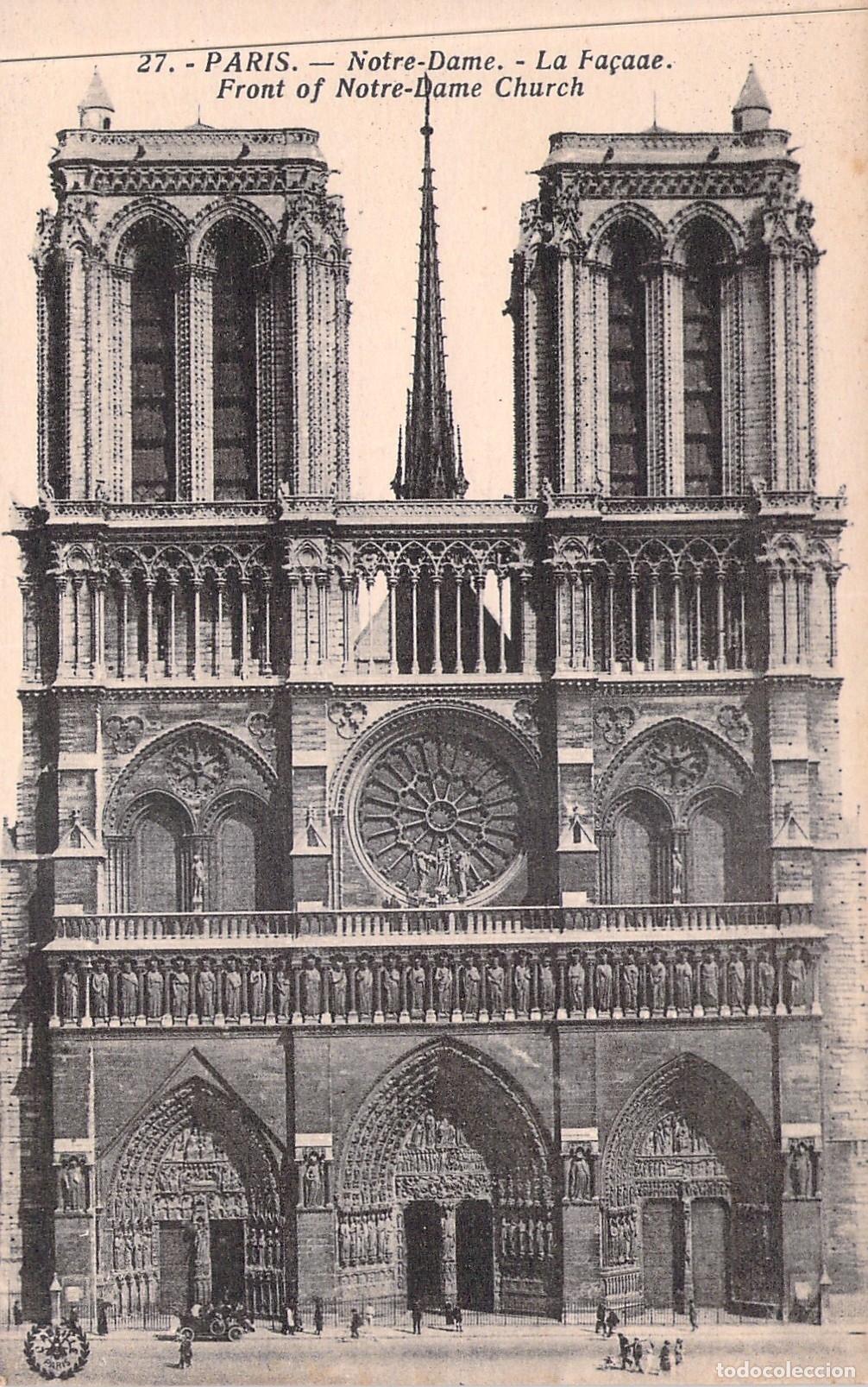 Postales: Postal de la Fachada de la Catedral de Notre-Dame en Par&iacute;s