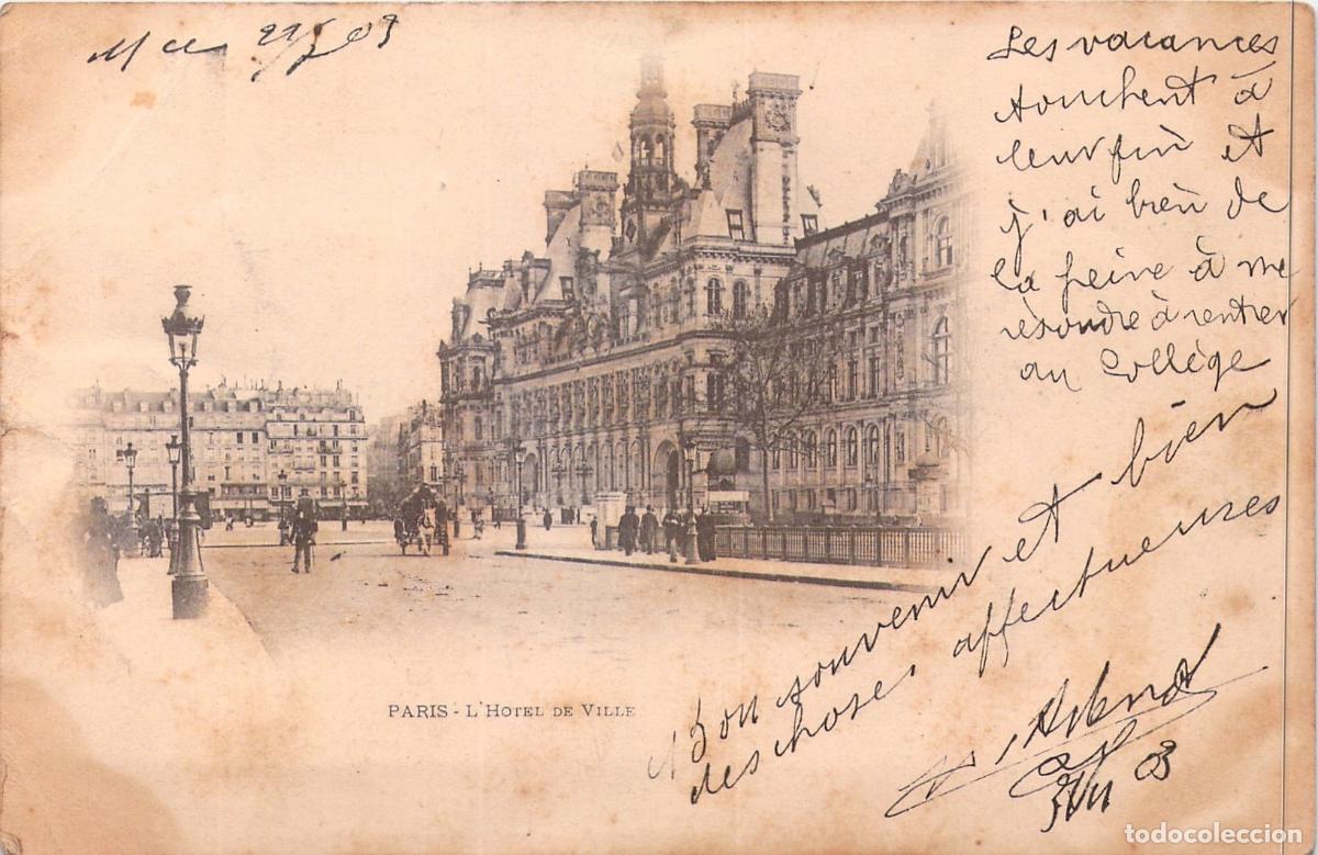 Postales: Tarjeta Postal de Par&iacute;s: L'Hotel de Ville, Monumento Hist&oacute;rico