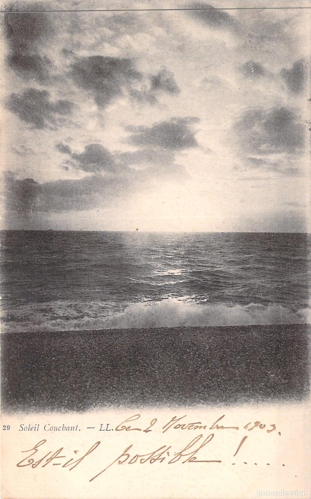 Postales: Postal de Atardecer en el Mar en Le Havre Francia