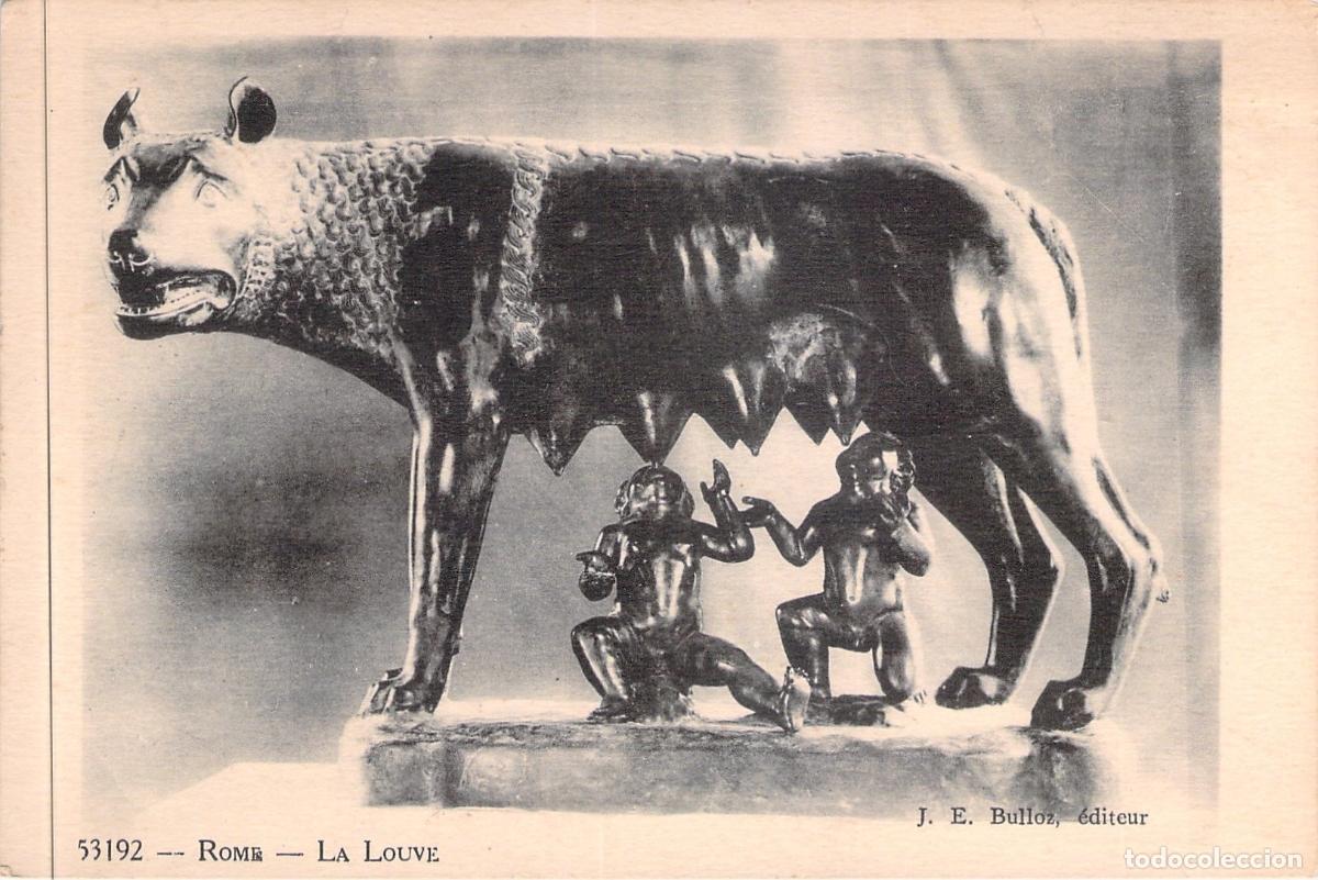 Postales: Postal de la Loba Capitolina con R&oacute;mulo y Remo en Roma