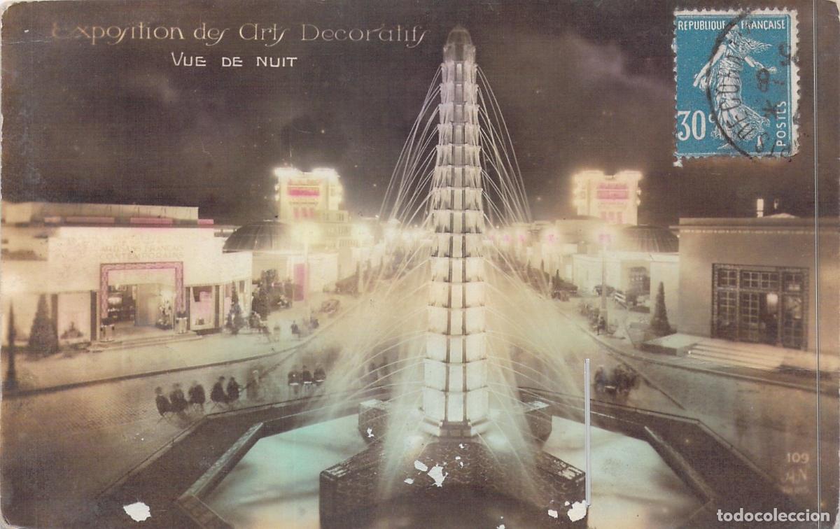 Cartes Postales: Postal de la Exposici&oacute;n de Artes Decorativas en Par&iacute;s, Vista Nocturna