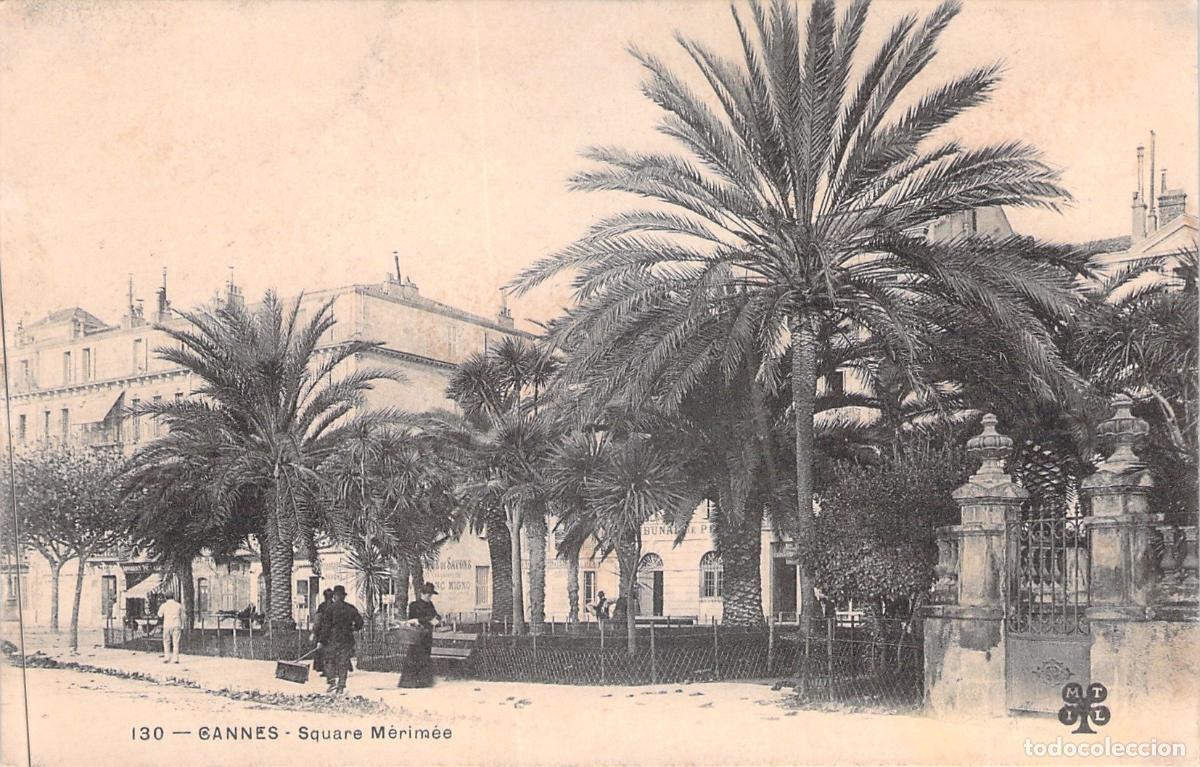 Cartes Postales: Postal de Cannes - Square M&eacute;rim&eacute;e con Palmeras