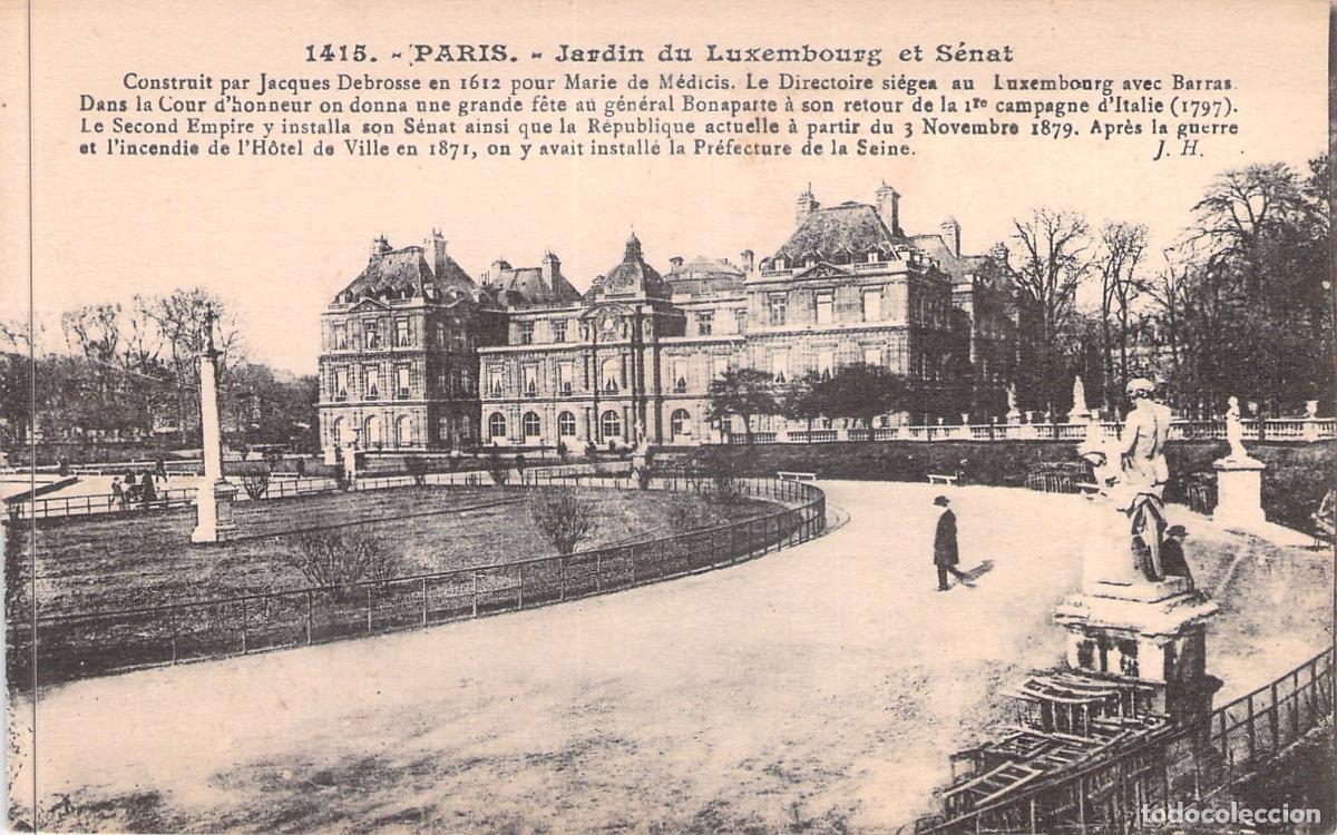 Postales: Postal de Par&iacute;s: Jard&iacute;n del Luxemburgo y el Senado