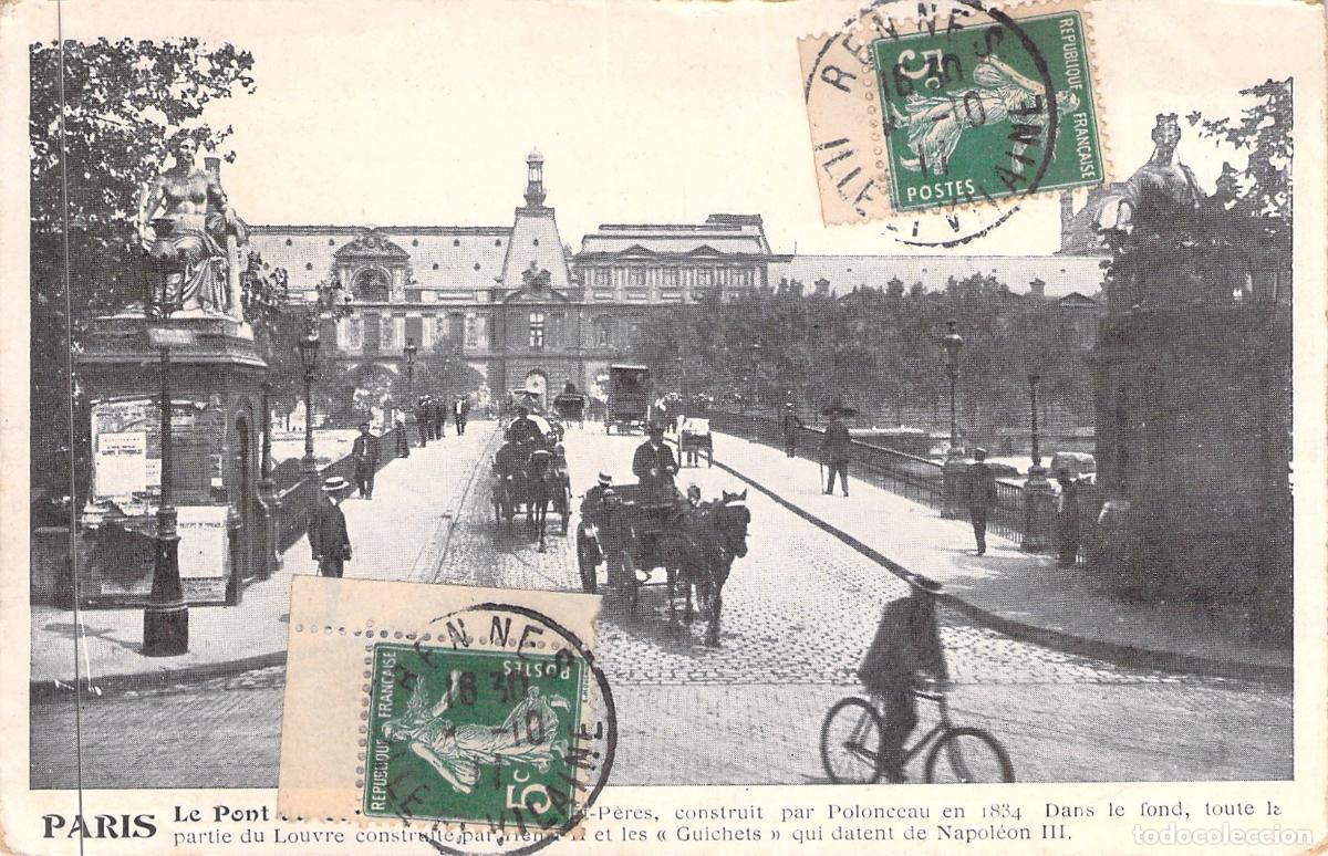 Postales: Postal de Par&iacute;s: Pont des Saints-P&egrave;res y el Museo del Louvre