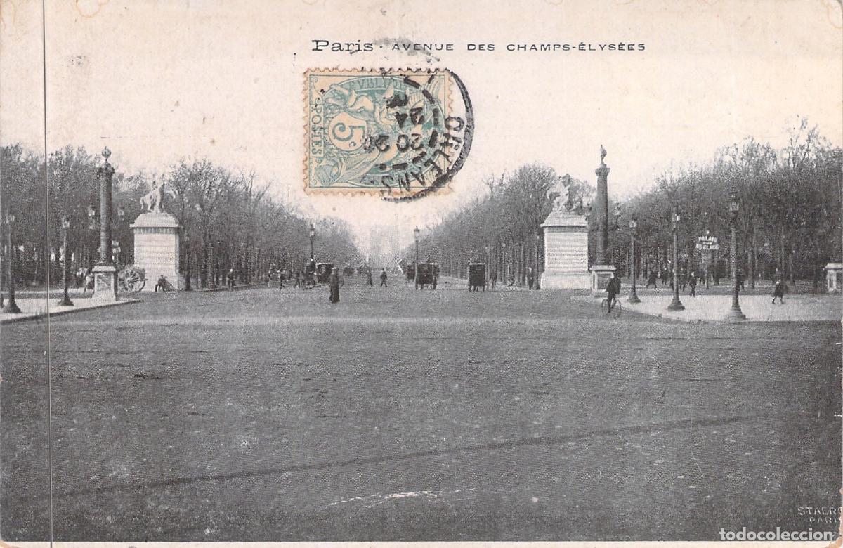 Postkarten: Postal de la Avenida de los Campos El&iacute;seos en Par&iacute;s