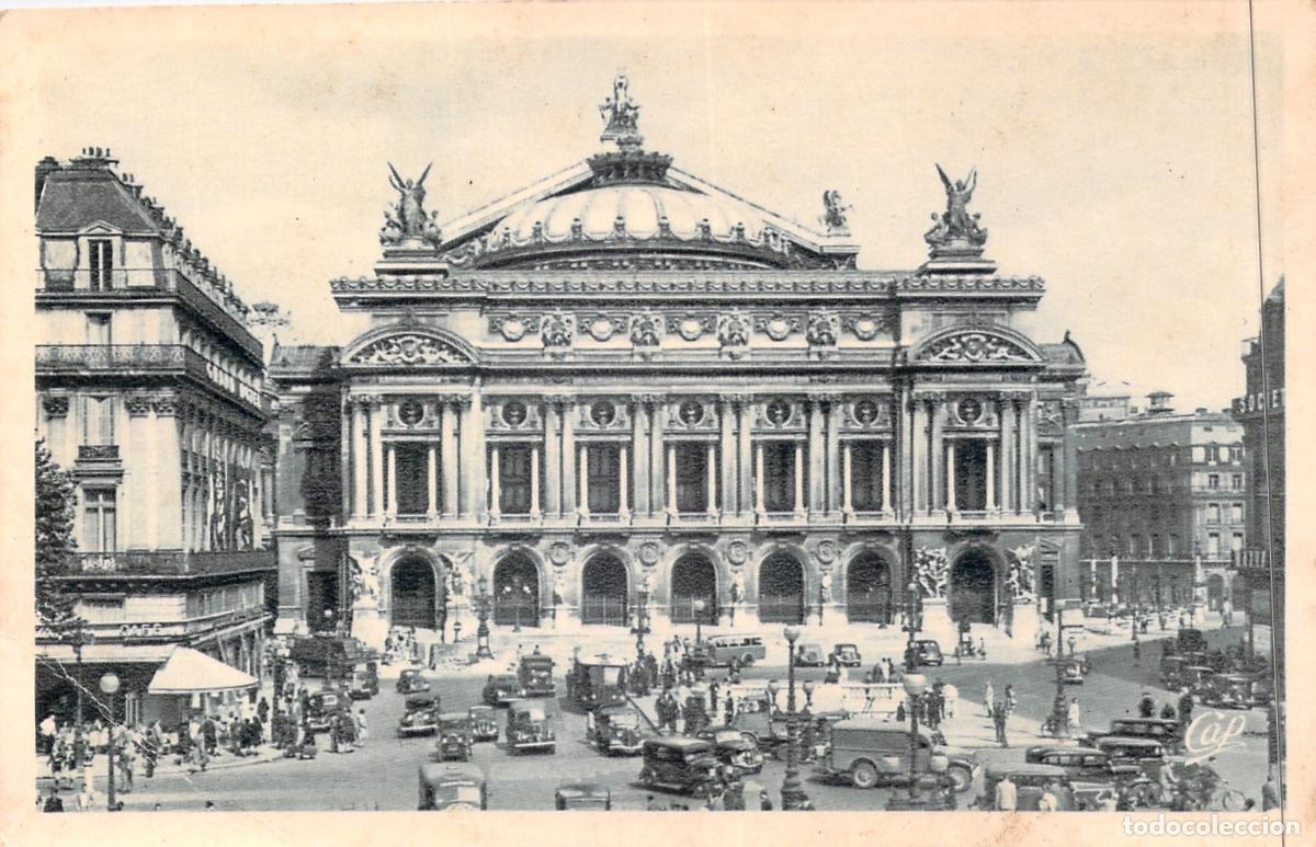 Postales: Postal de Par&iacute;s - Fachada de la &Oacute;pera Garnier y Plaza de la &Oacute;pera