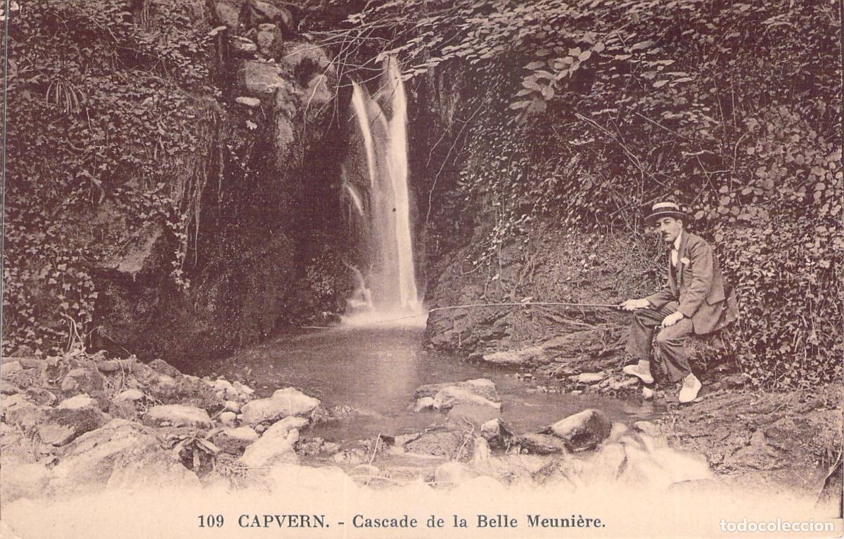 Postales: Postal de Capvern Francia - Cascada de la Belle Meuni&egrave;re y Pescador