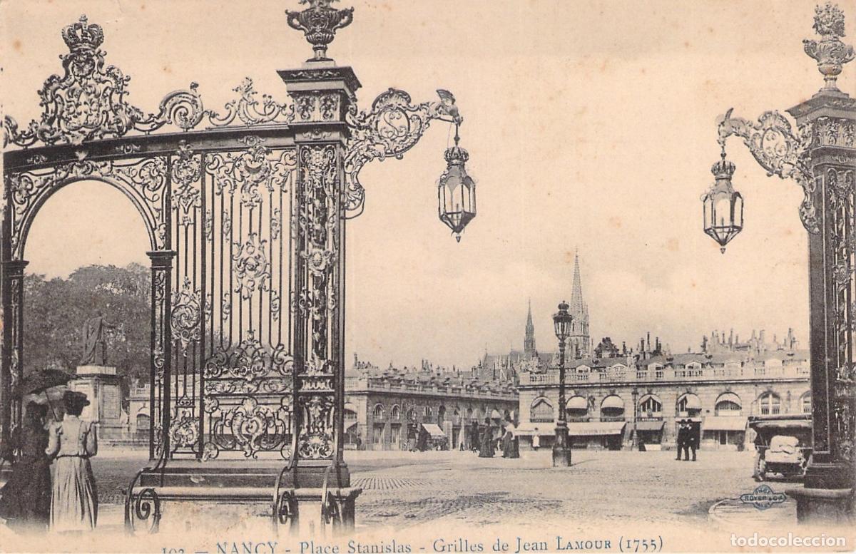 Postales: Tarjeta Postal Plaza Stanislas en Nancy y Rejas de Jean Lamour