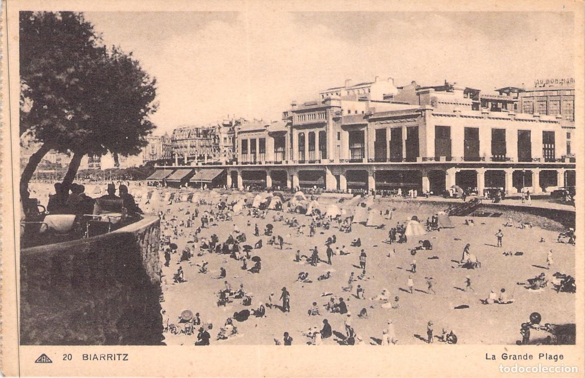 Postales: Postal de Biarritz, La Grande Plage y el Casino, Francia