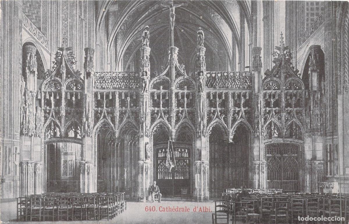Postales: Postal de la Catedral de Albi, Interior del Coro y Jub&eacute;, Francia