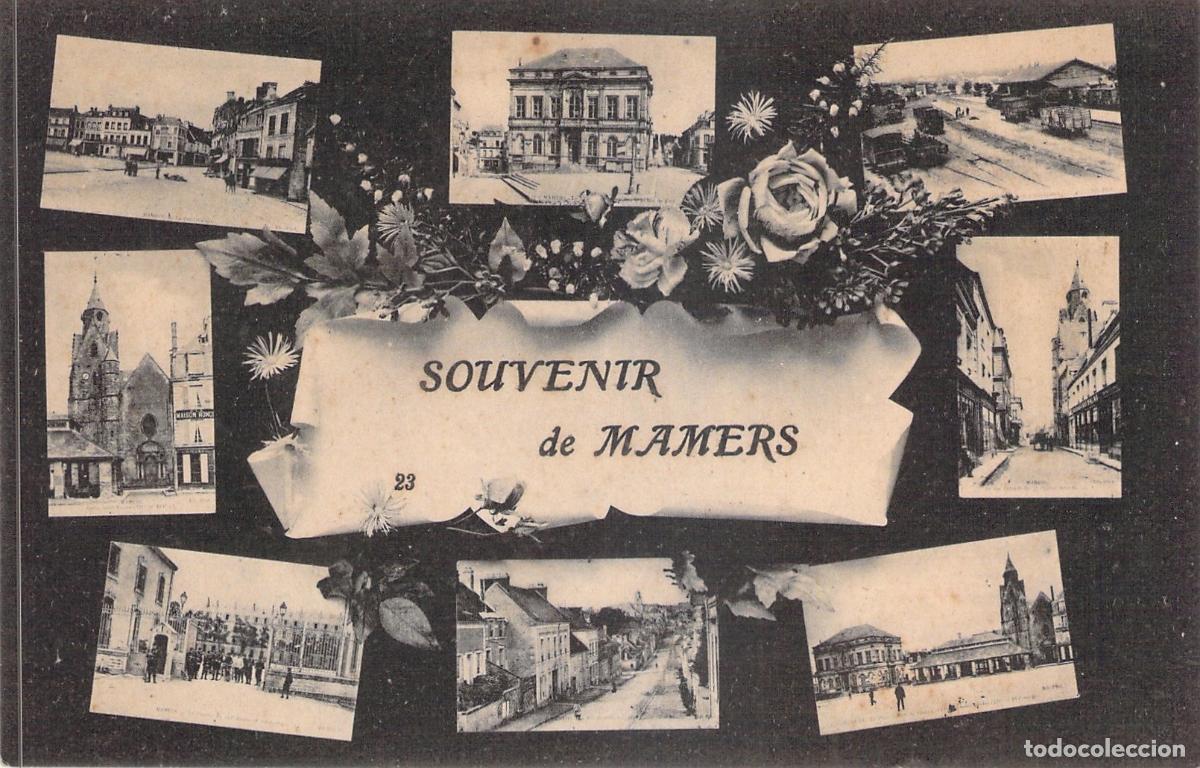 Postales: Postal Souvenir de Mamers, Francia - Multivista y Flores