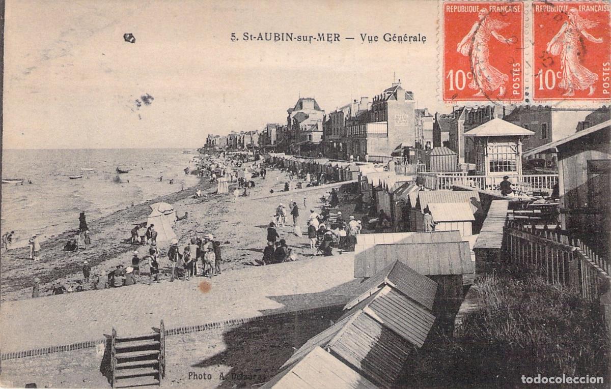 Postales: Postal de Vista General de la Playa de Saint-Aubin-sur-Mer, Francia