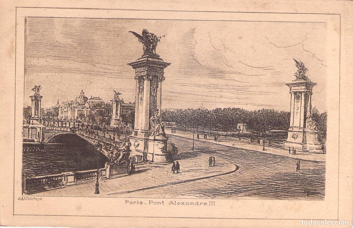 Postales: Tarjeta Postal de Par&iacute;s, Puente Alejandro III, Ilustraci&oacute;n Art&iacute;stica