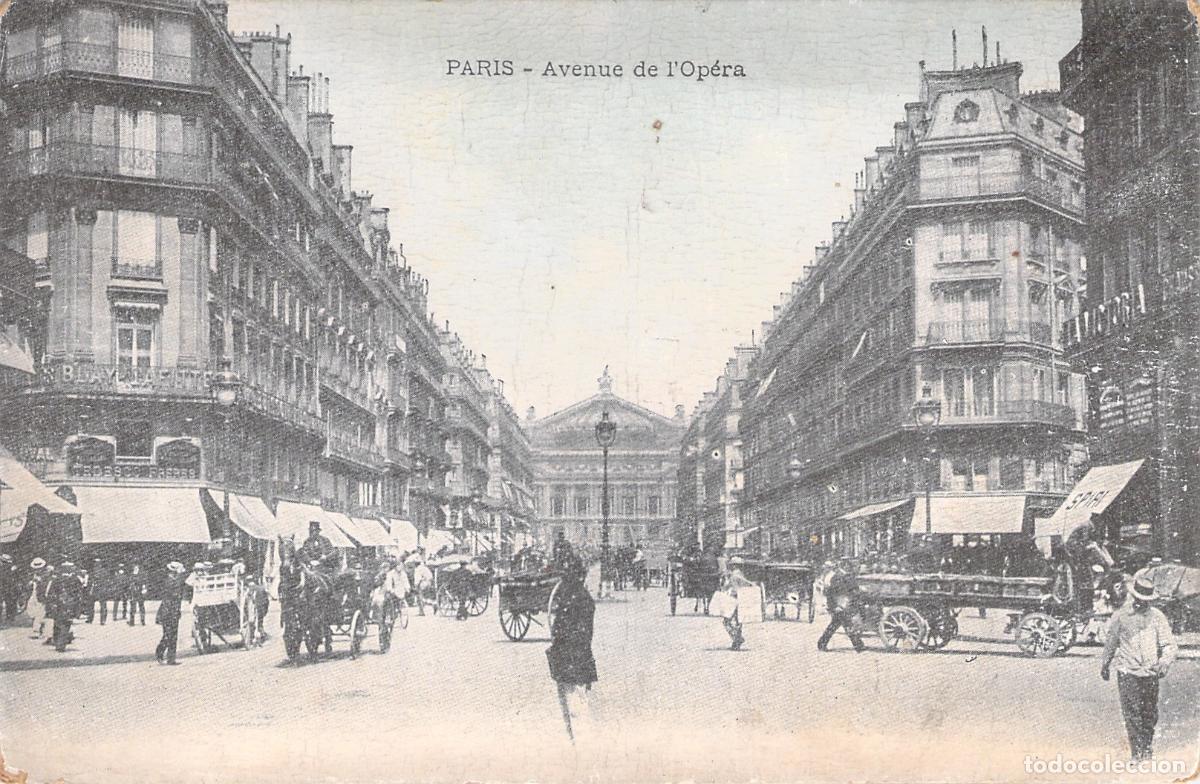 Postkarten: Postal de la Avenida de la &Oacute;pera en Par&iacute;s, Francia
