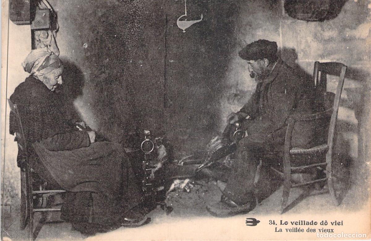 Postcards: Postal de Pareja de Ancianos en la Chimenea La Veill&eacute;e des Vieux