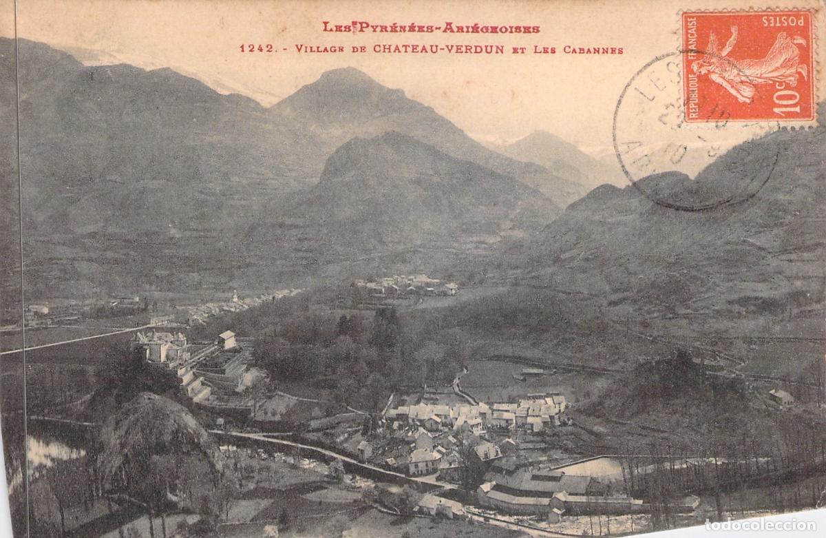 Postcards: Postal de los Pirineos Ari&eacute;geois: Chateau-Verdun y Les Cabannes