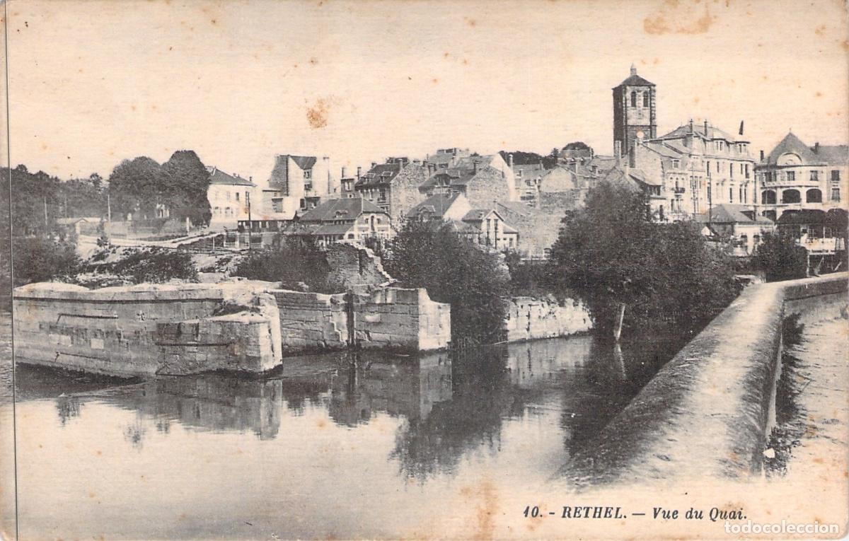 Postcards: Postal de Rethel, Vista del Muelle y el R&iacute;o, Francia