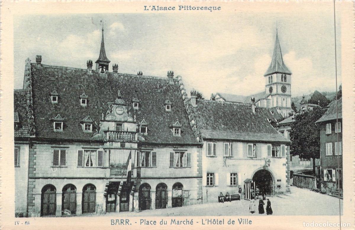 Postcards: Postal de Barr, Francia: Plaza del Mercado y Ayuntamiento de Alsacia