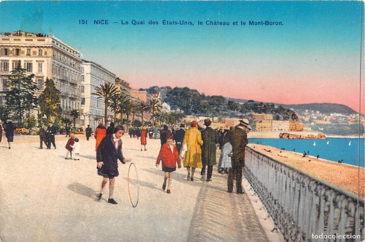 Postcards: Postal de Niza: Quai des &Eacute;tats-Unis, el Castillo y Mont-Boron