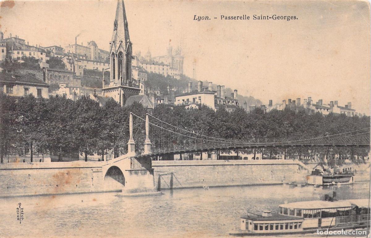 Postcards: Tarjeta Postal de la Pasarela Saint-Georges en Lyon, Francia