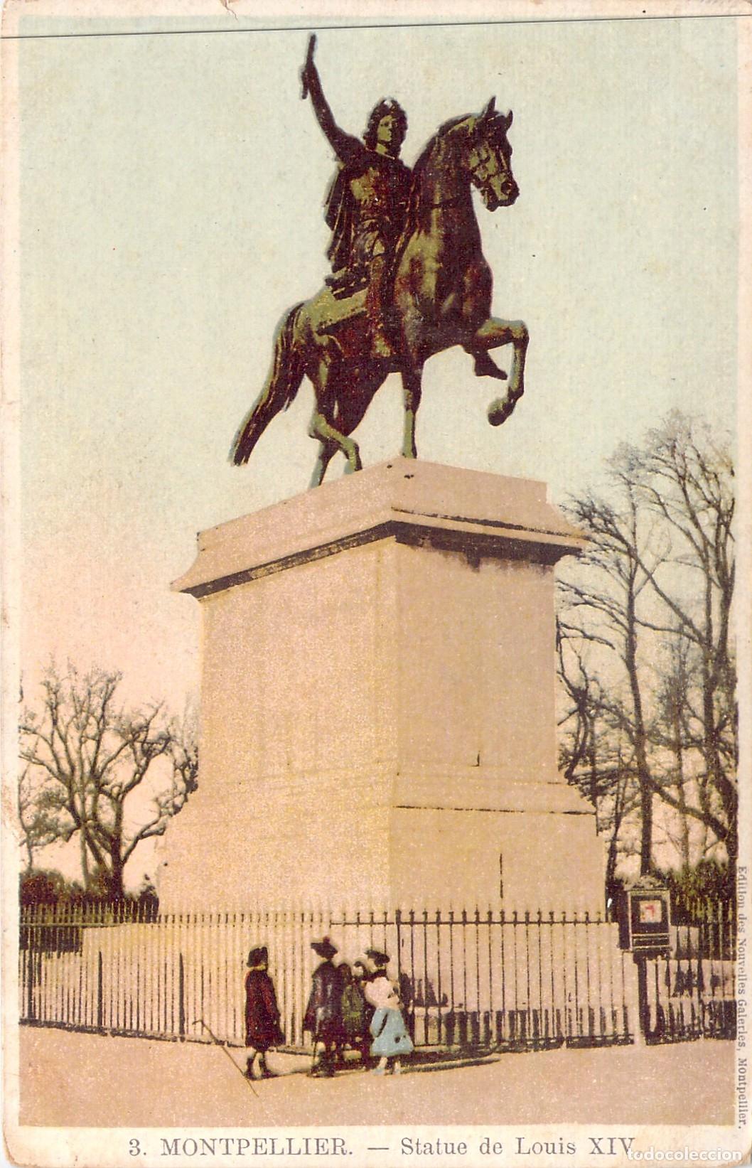 Postcards: Postal de la Estatua de Luis XIV en Montpellier, Francia