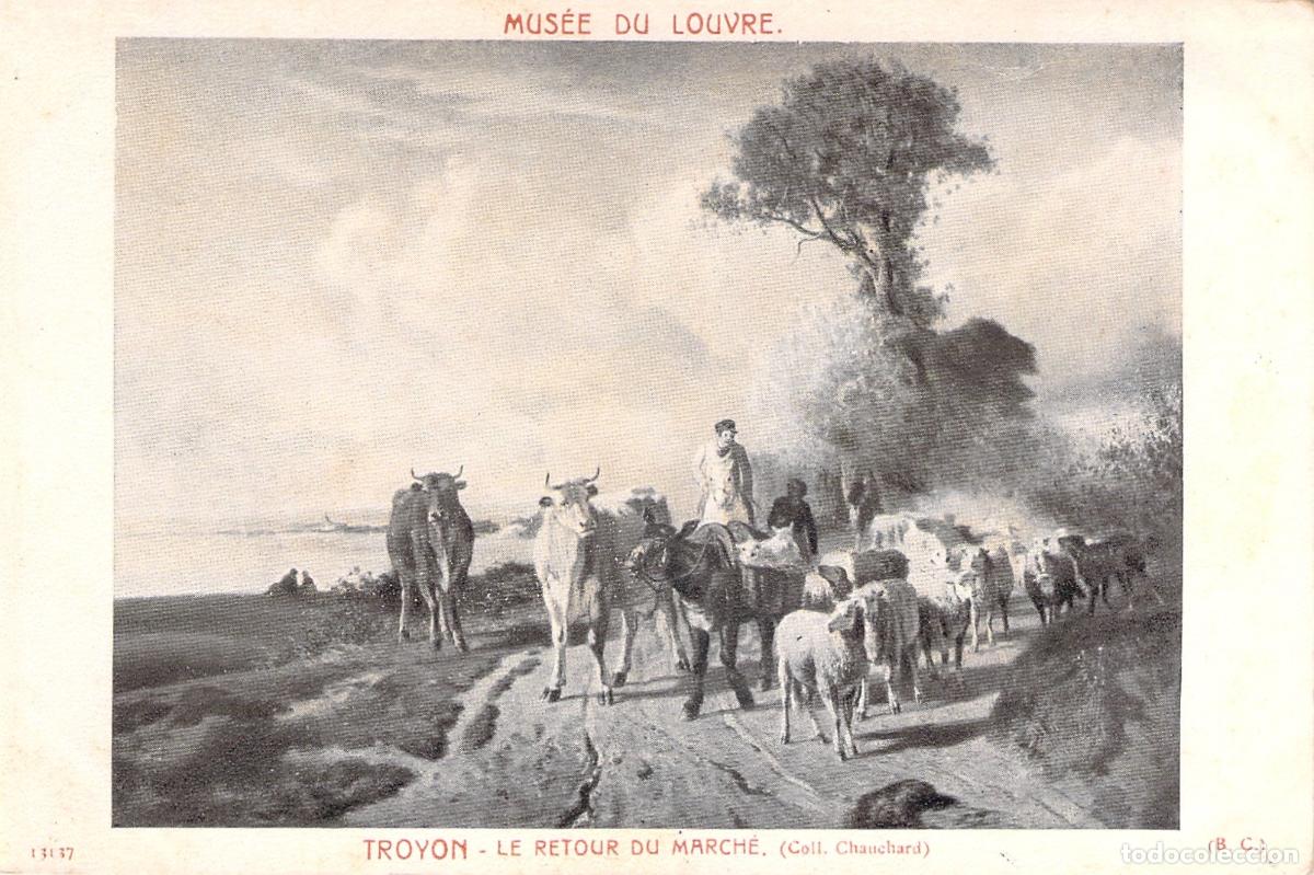 Cartoline: Postal Museo del Louvre, Pintura de Troyon El Regreso del Mercado