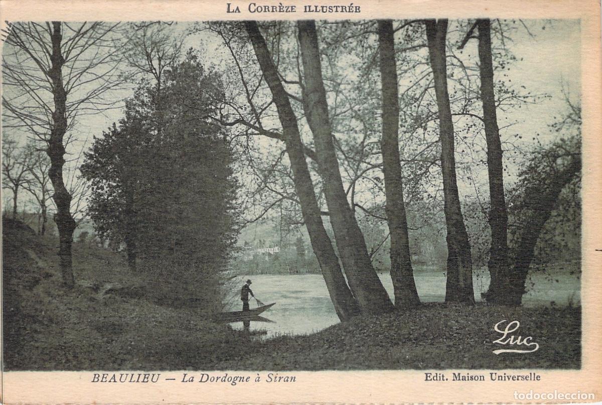 Cartoline: Postal de Beaulieu, R&iacute;o Dordogne en Siran, Corr&egrave;ze, Francia