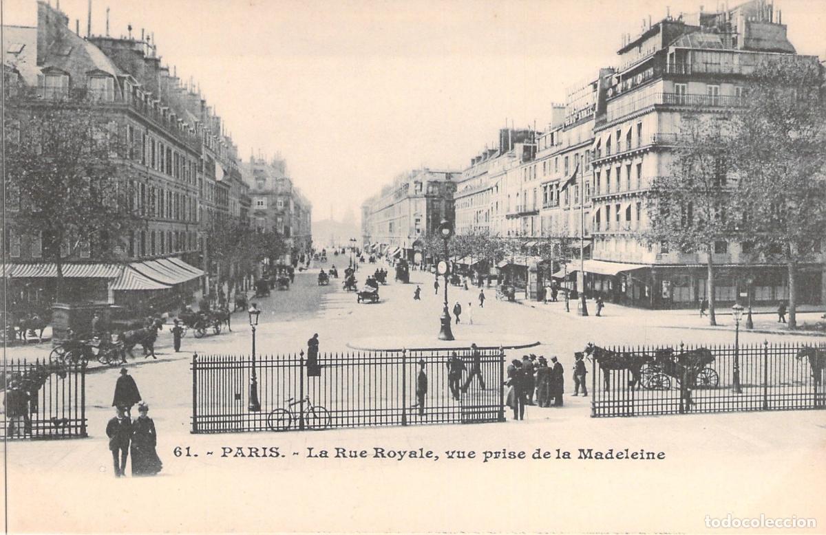 Cartoline: Postal de la Rue Royale en Par&iacute;s vista desde la Madeleine