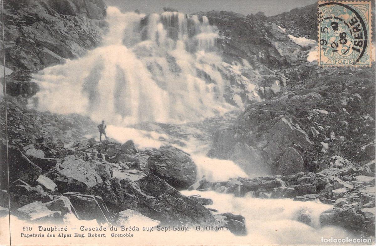 Cartoline: Postal Cascada del Br&eacute;da aux Sept-Laux, Dauphin&eacute;, Alpes francesas