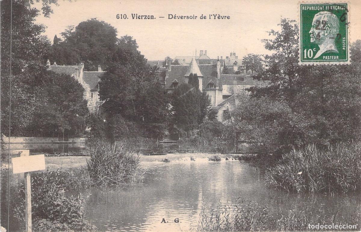 Cartoline: Tarjeta Postal Vierzon Francia D&eacute;versoir de l'Y&egrave;vre Paisaje Fluvial
