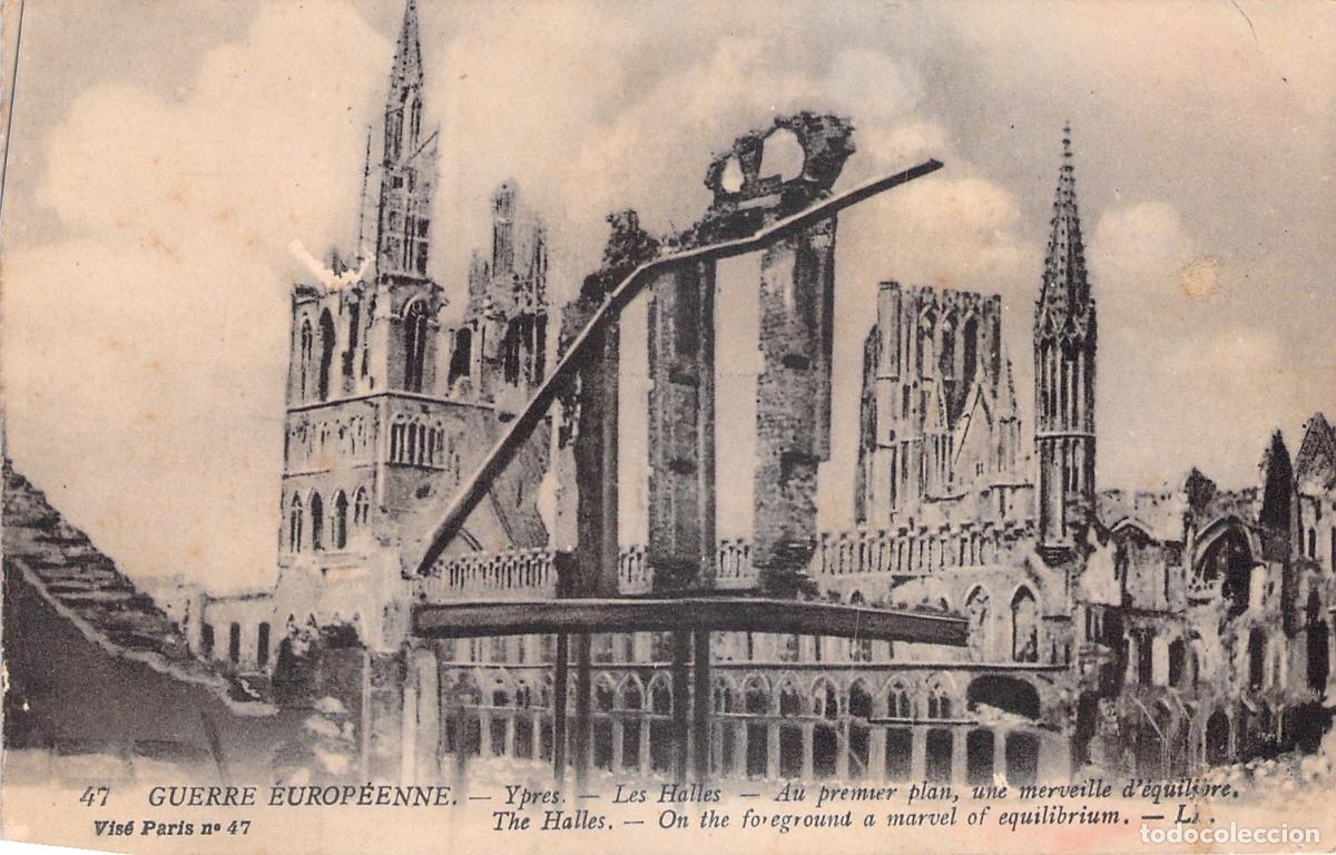 Cartoline: Postal de las Ruinas de Les Halles en Ypres, Primera Guerra Mundial
