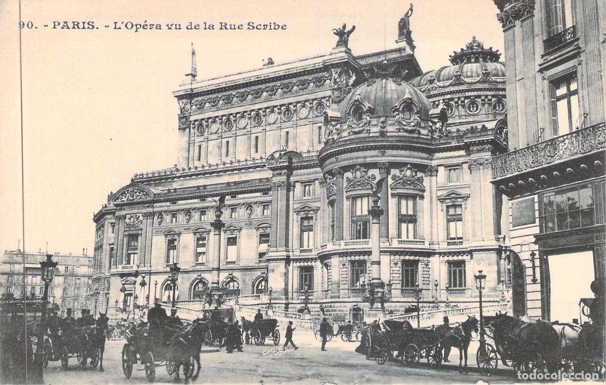 Postkarten: Postal de la &Oacute;pera Garnier de Par&iacute;s desde la Rue Scribe
