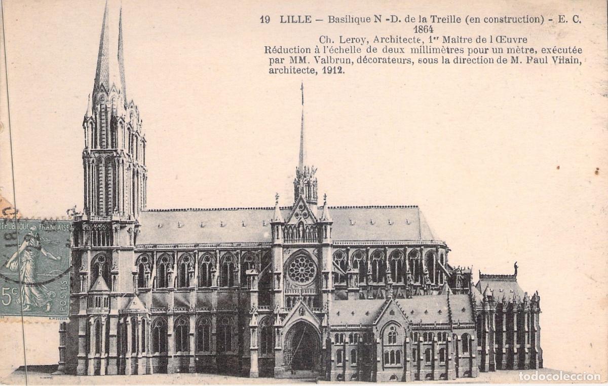 Postkarten: Postal Bas&iacute;lica Notre-Dame de la Treille en construcci&oacute;n Lille