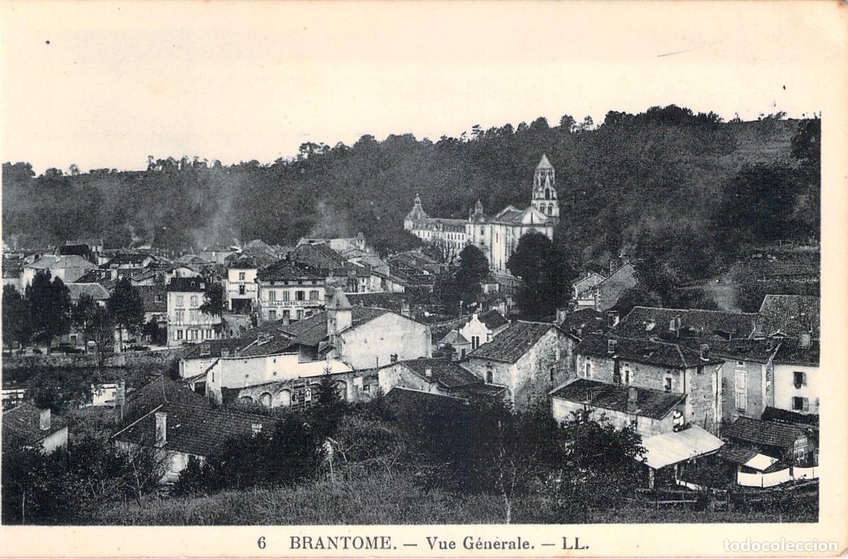 Postales: Postal de Brant&ocirc;me, Francia - Vista General y Abad&iacute;a