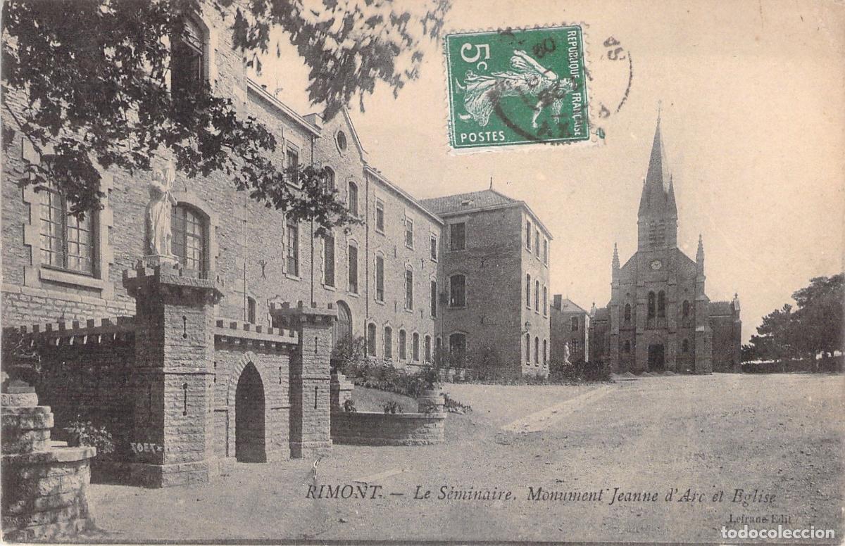 Postales: Postal de Rimont Francia, El Seminario, Iglesia y Monumento Juana de Arco
