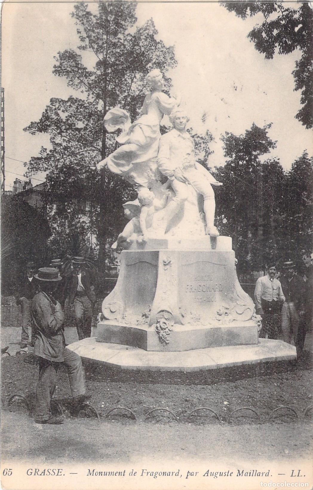 Postales: Postal de Grasse: Monumento a Fragonard por Auguste Maillard