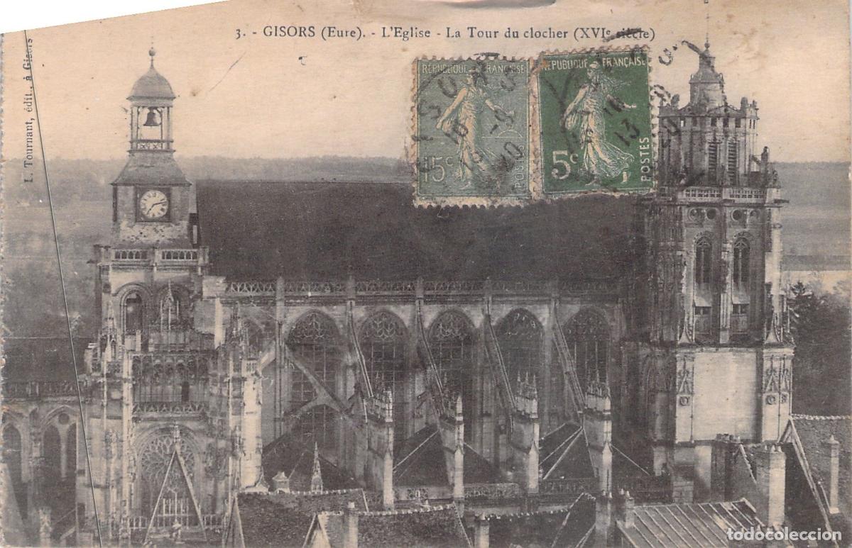 Postales: Postal de Gisors Francia Iglesia y Torre del Campanario Eure