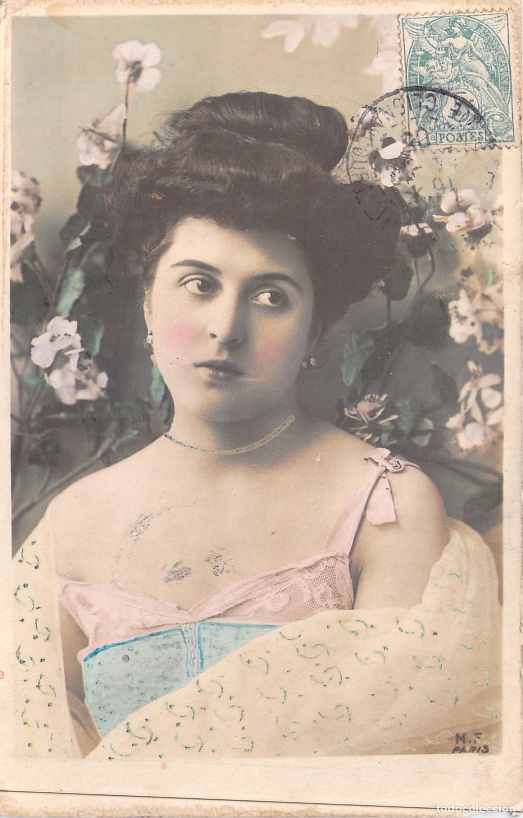 Postales: Postal de Retrato Femenino Belle &Eacute;poque Coloreada a Mano