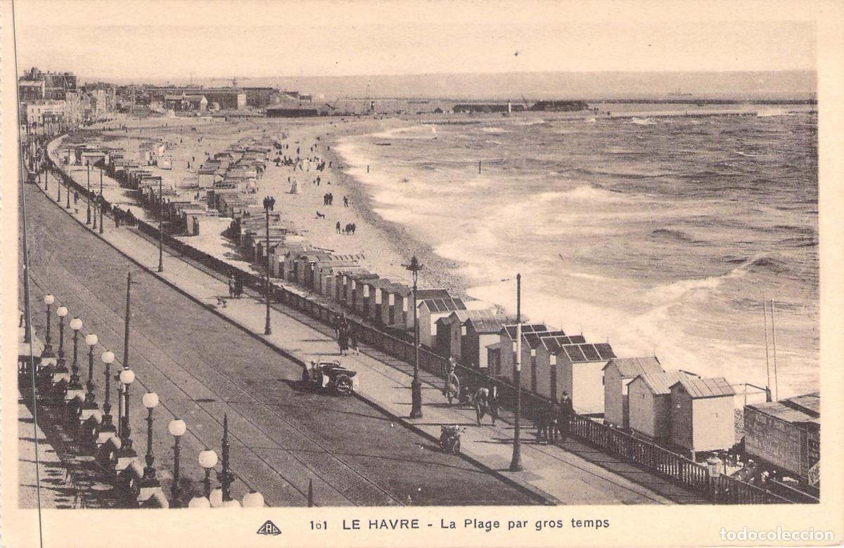 Postales: Postal Le Havre La Playa con Mar Agitado Francia