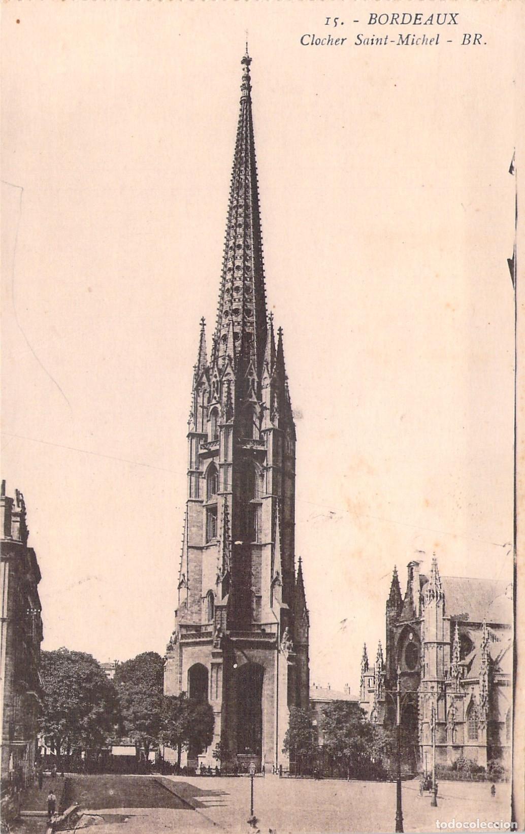 Postales: Postal de Burdeos, Campanario de San Miguel, Francia