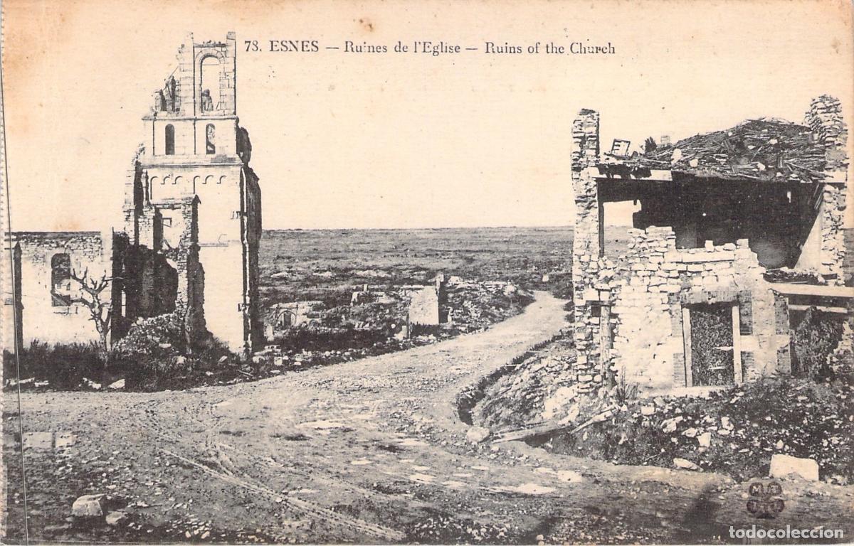 Postales: Postal de las Ruinas de la Iglesia en Esnes, Francia