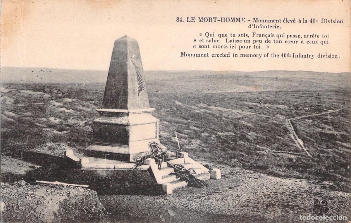 Postales: Postal del Monumento a la 40&ordf; Divisi&oacute;n de Infanter&iacute;a, Le Mort-Homme