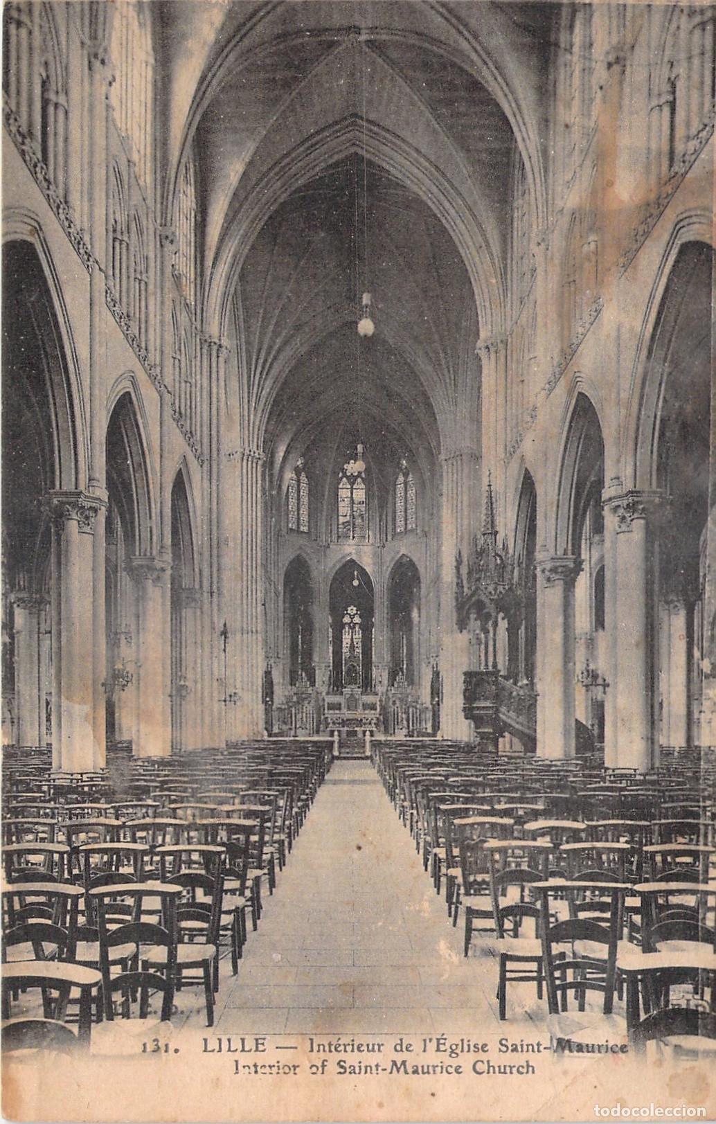 Postales: Postal del Interior de la Iglesia Saint-Maurice en Lille, Francia