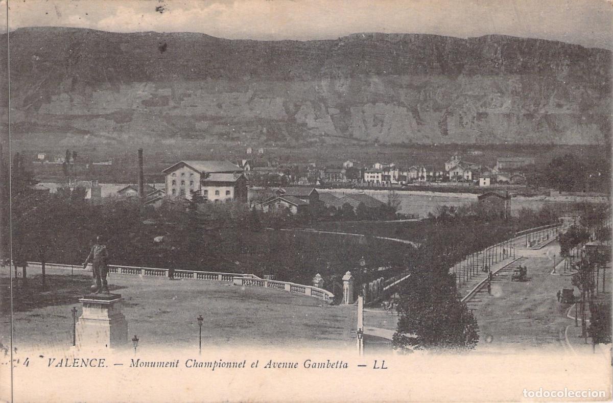 Postales: Postal de Valence: Monumento Championnet y Avenida Gambetta, Francia