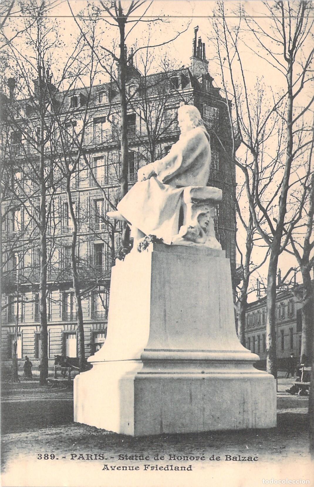 Postales: Postal de la Estatua de Honor&eacute; de Balzac en Par&iacute;s, Avenue Friedland