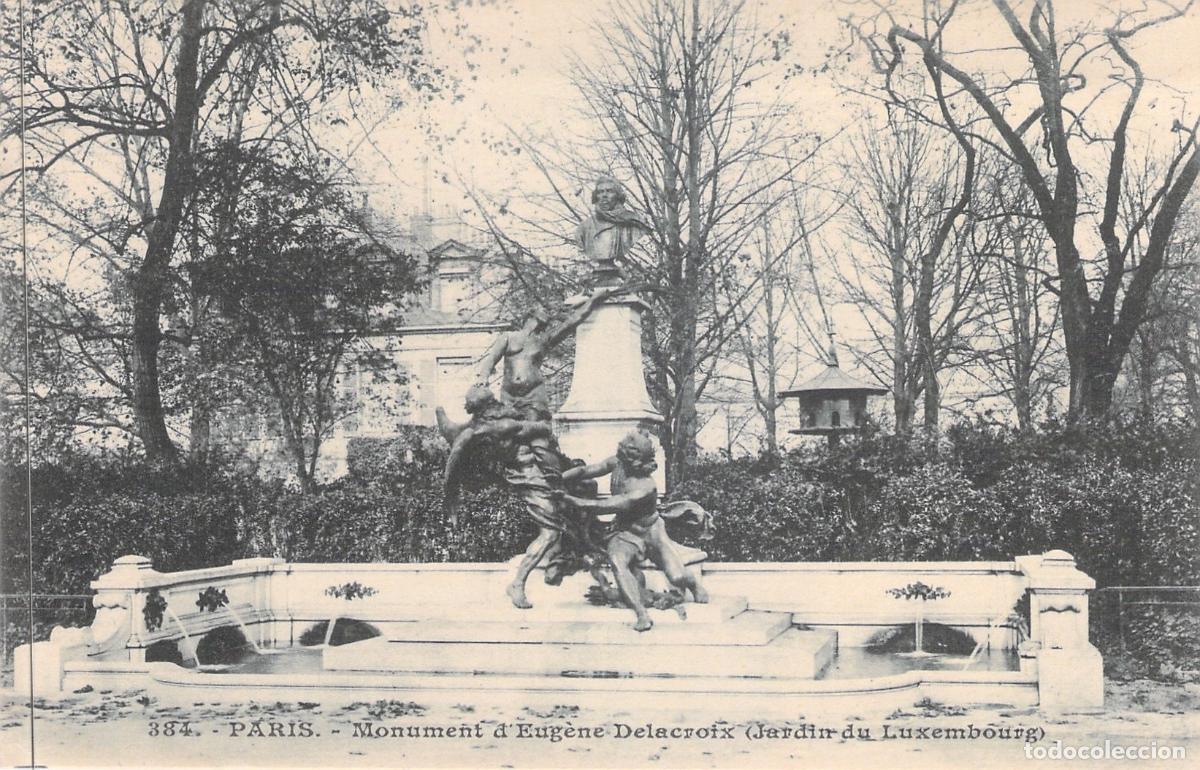 Postales: Postal Monumento a Eug&egrave;ne Delacroix, Jard&iacute;n del Luxemburgo, Par&iacute;s
