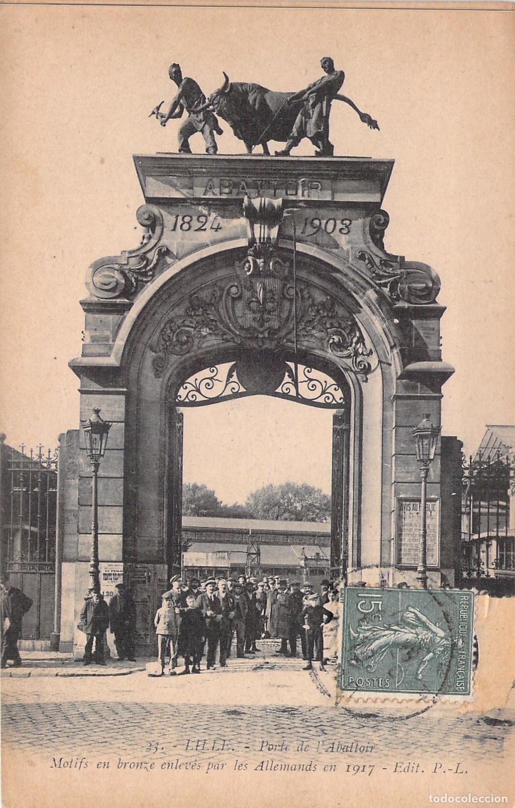 Postales: Postal de la Puerta del Matadero en Lille, Francia