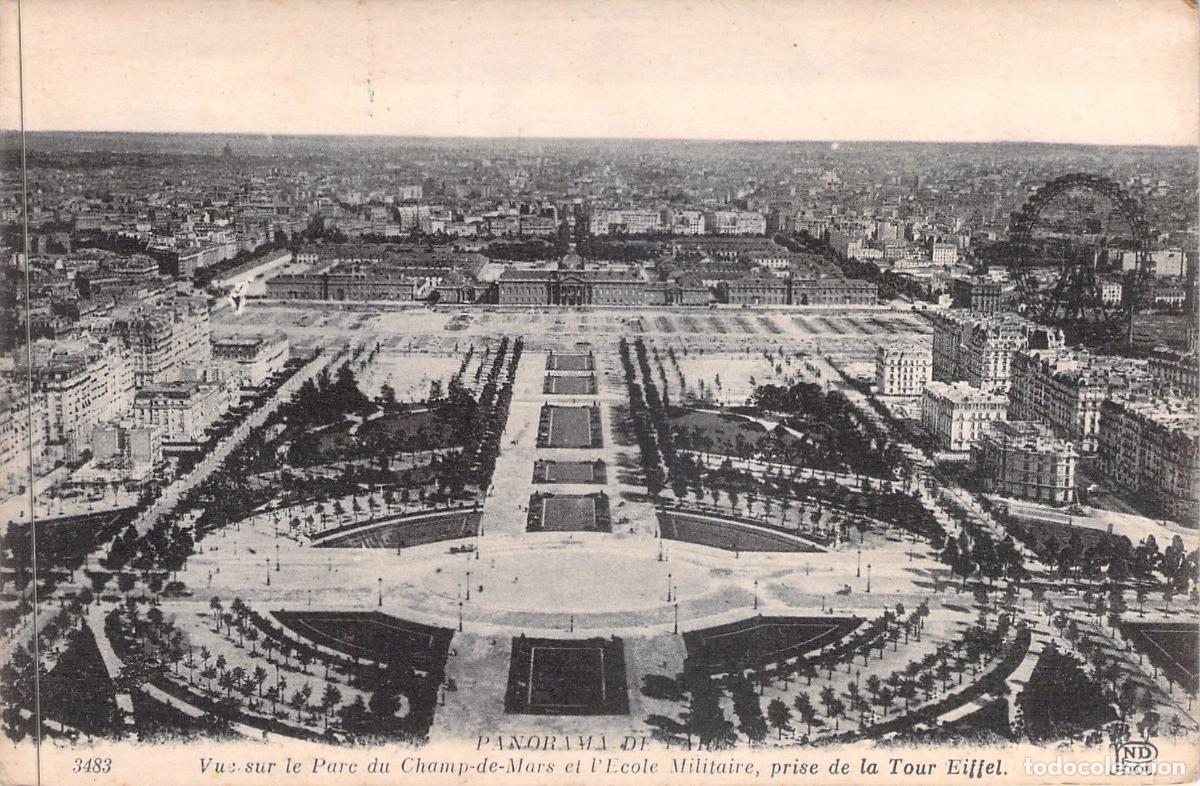 Postales: Postal de Par&iacute;s: Panorama del Champ-de-Mars y &Eacute;cole Militaire