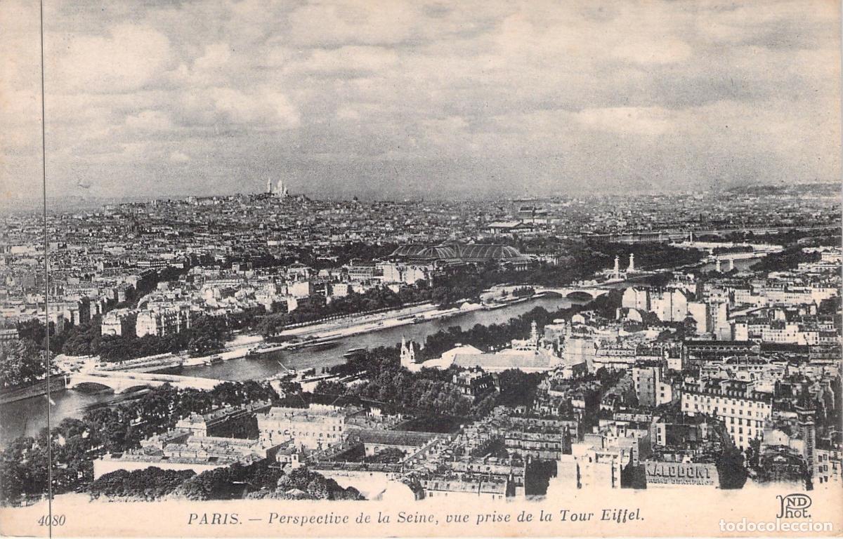 Postales: Postal de Par&iacute;s: Perspectiva del R&iacute;o Sena desde la Torre Eiffel